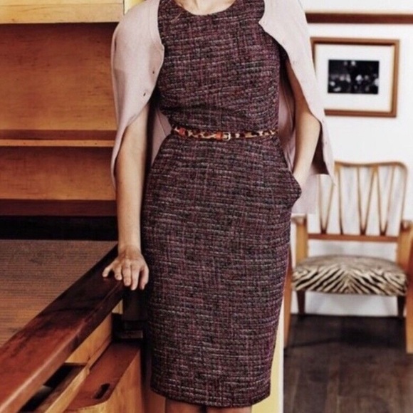 Boden Dresses & Skirts - Boden Pink Black Tweed Short Sleeve Pencil Dress With Pockets Size 2